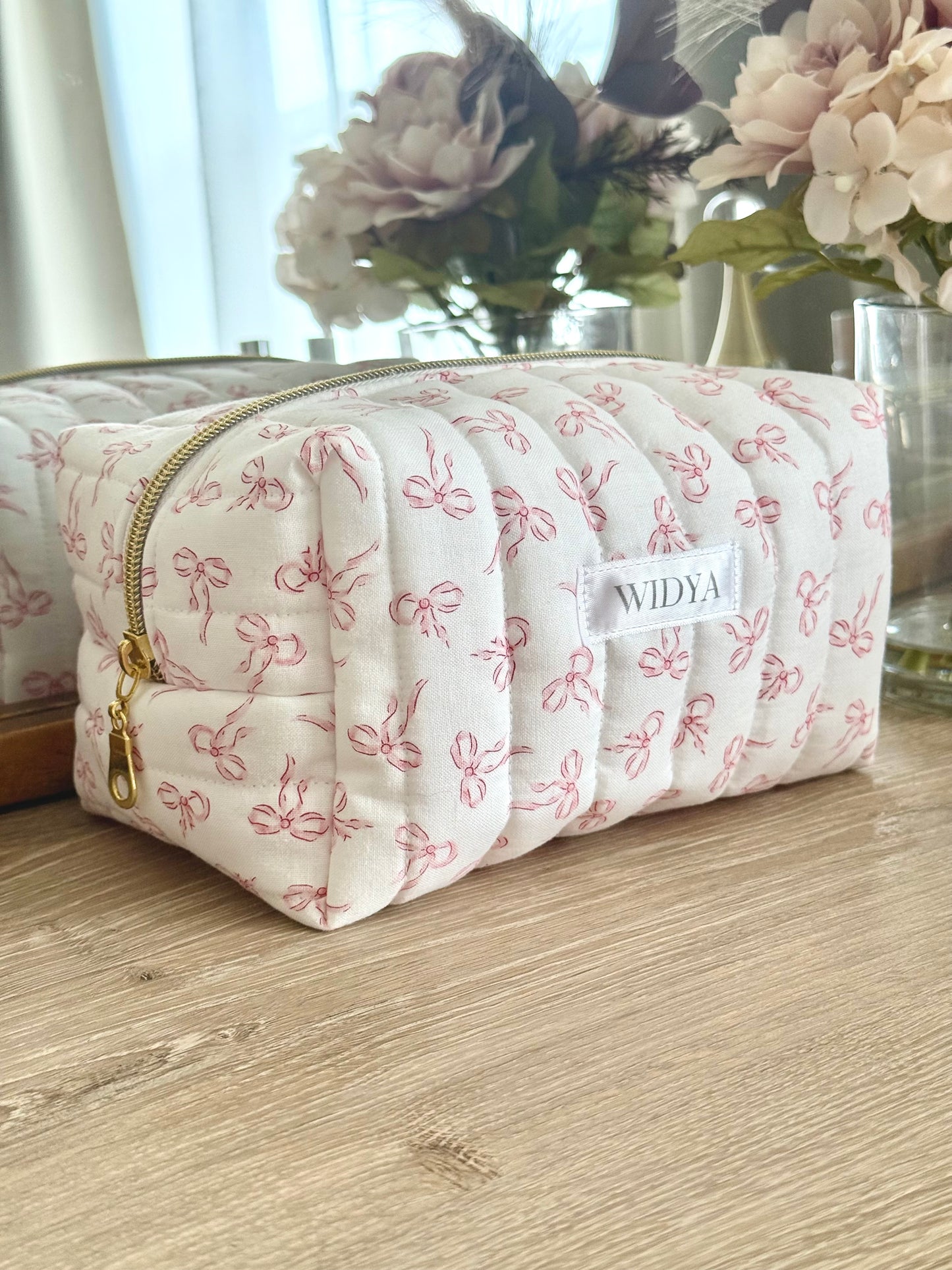 Dainty Pink Bows Makeup Bag
