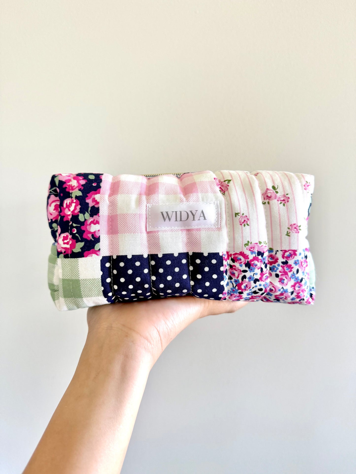 Pink Floral & Vintage Patchwork Travel Pouch