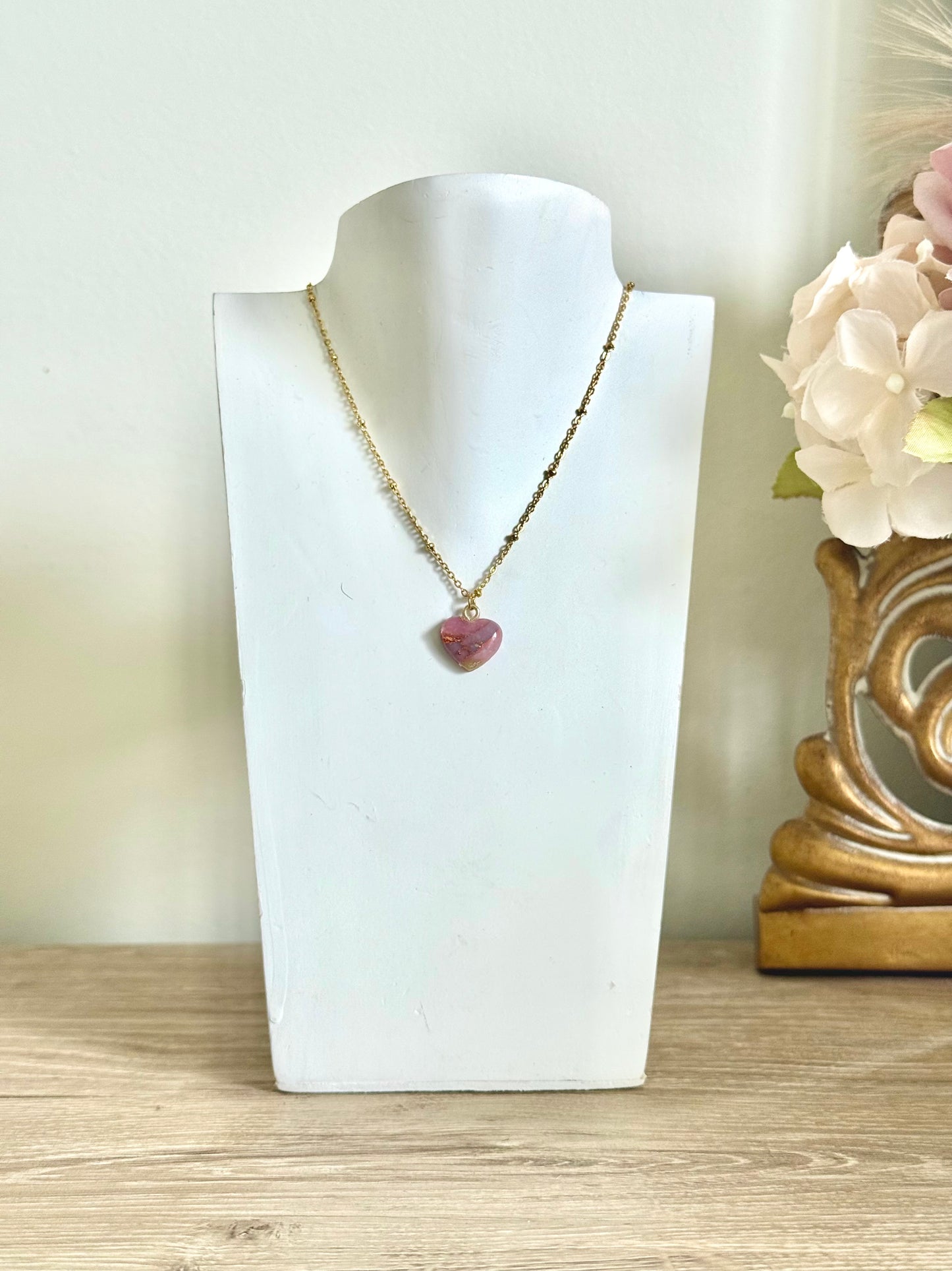 Rose Quartz Necklace - Heart