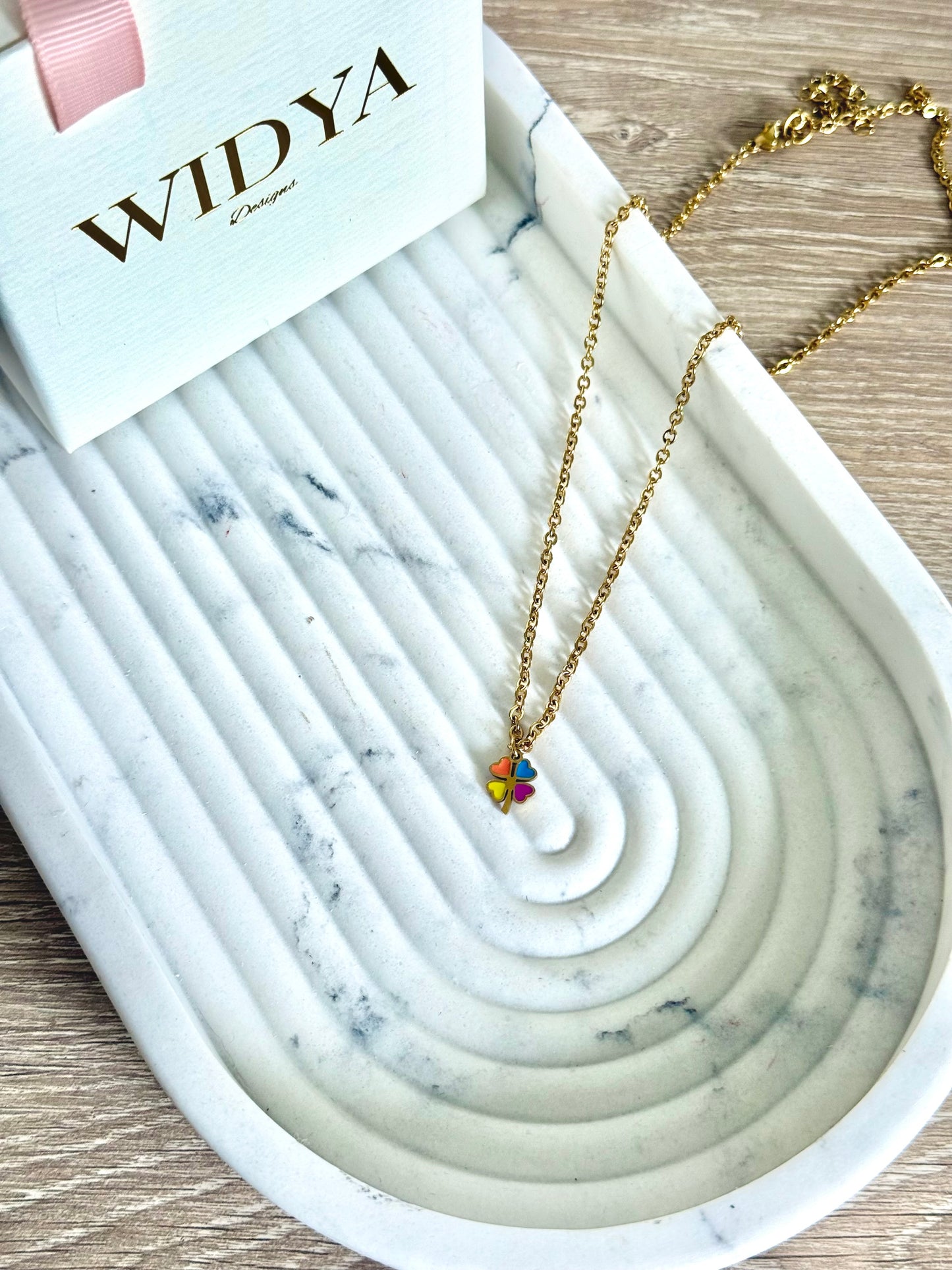 Colorful 4 Leaf Clover Necklace