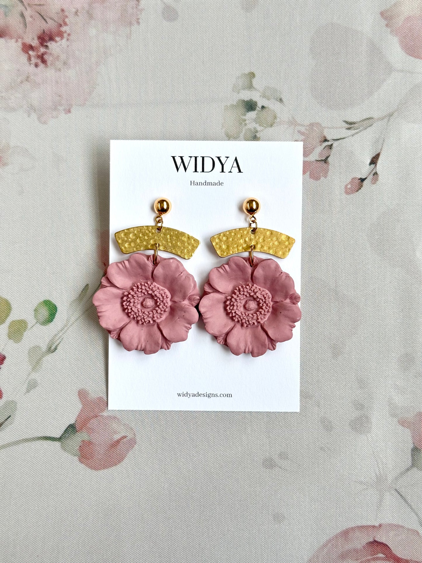 Poppy Earrings in Rose Mauve - August Flower