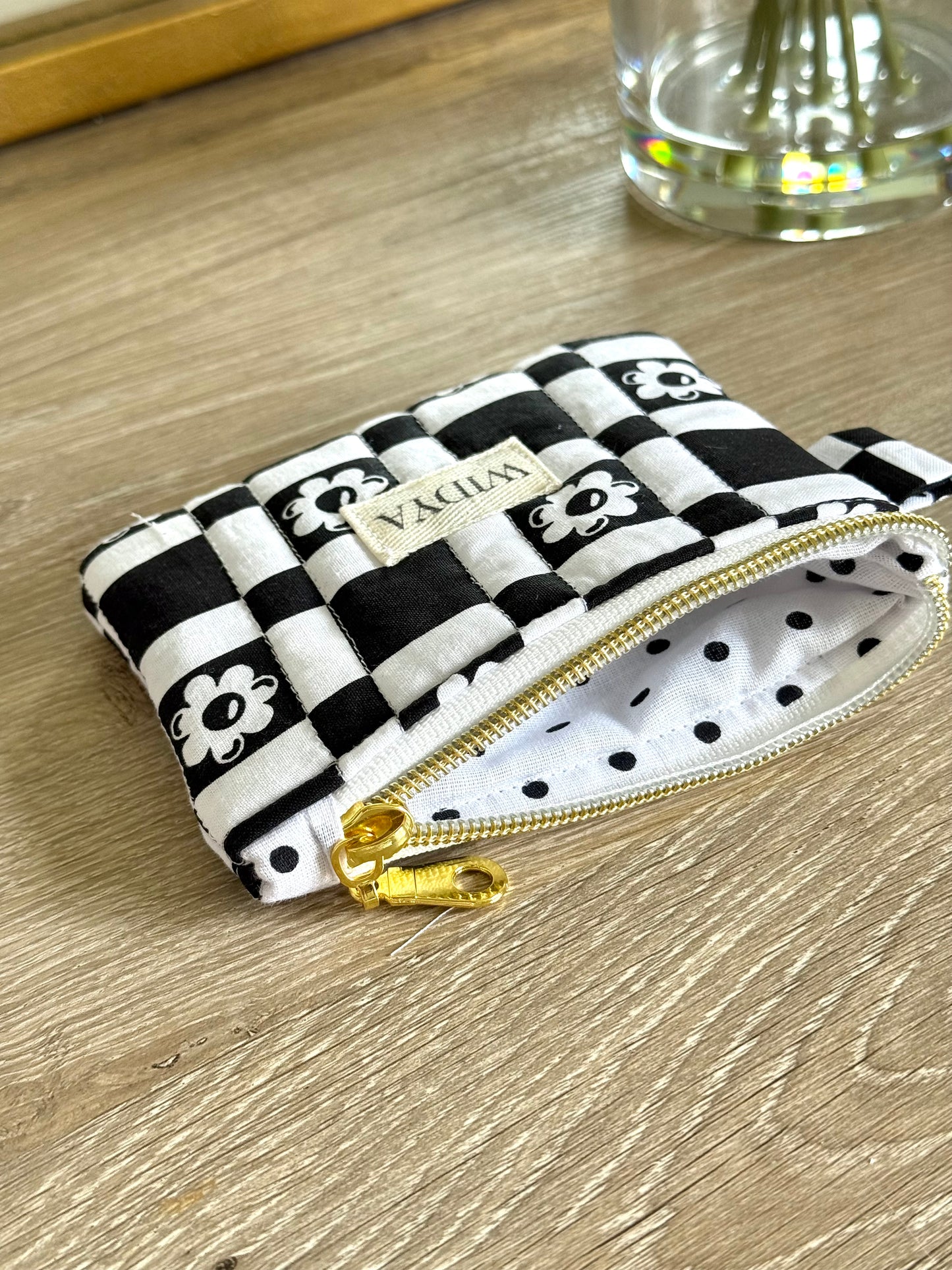 Black & White Floral Keychain Wallet