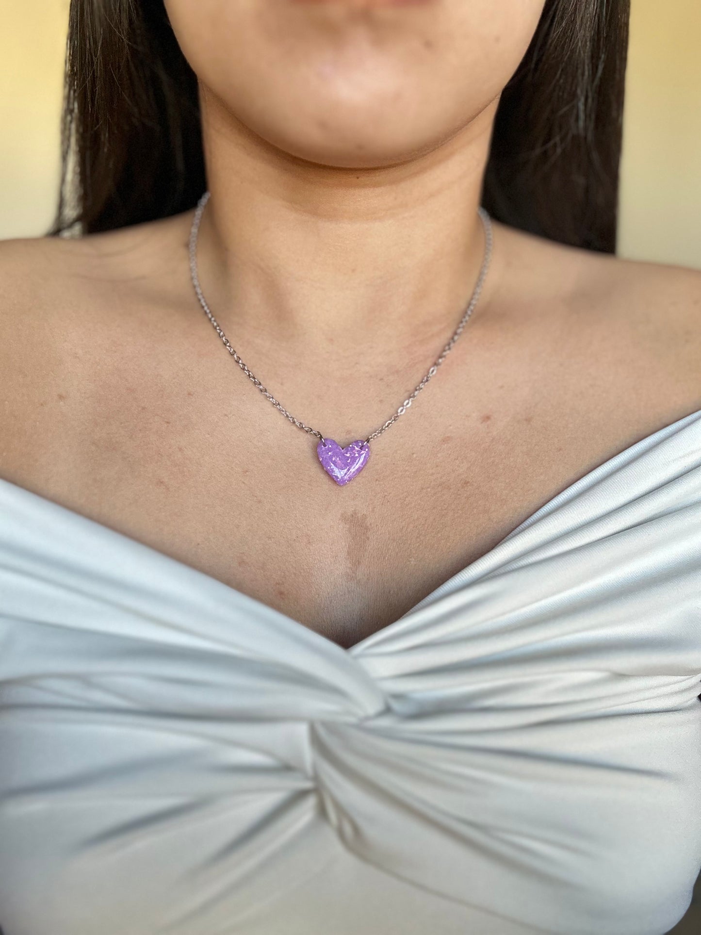 Purple Opal Necklace - Heart