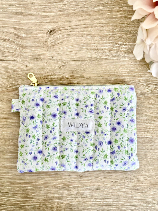 Purple Floral Zipper Pouch
