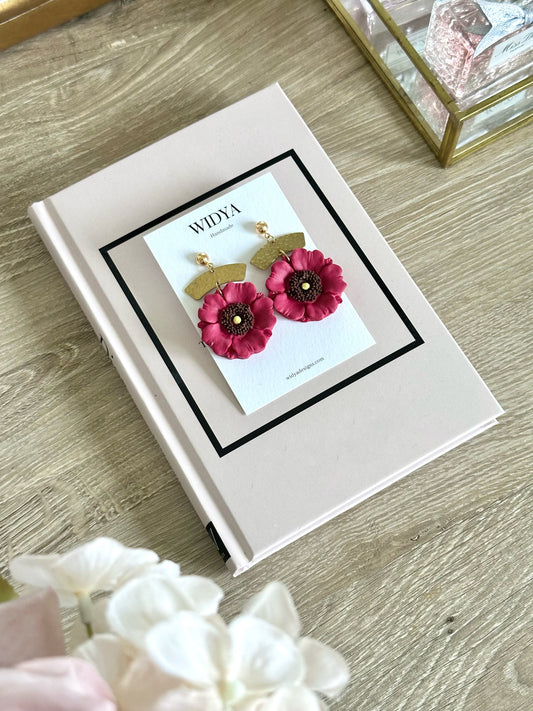 Poppy Earrings in Red - August Flower