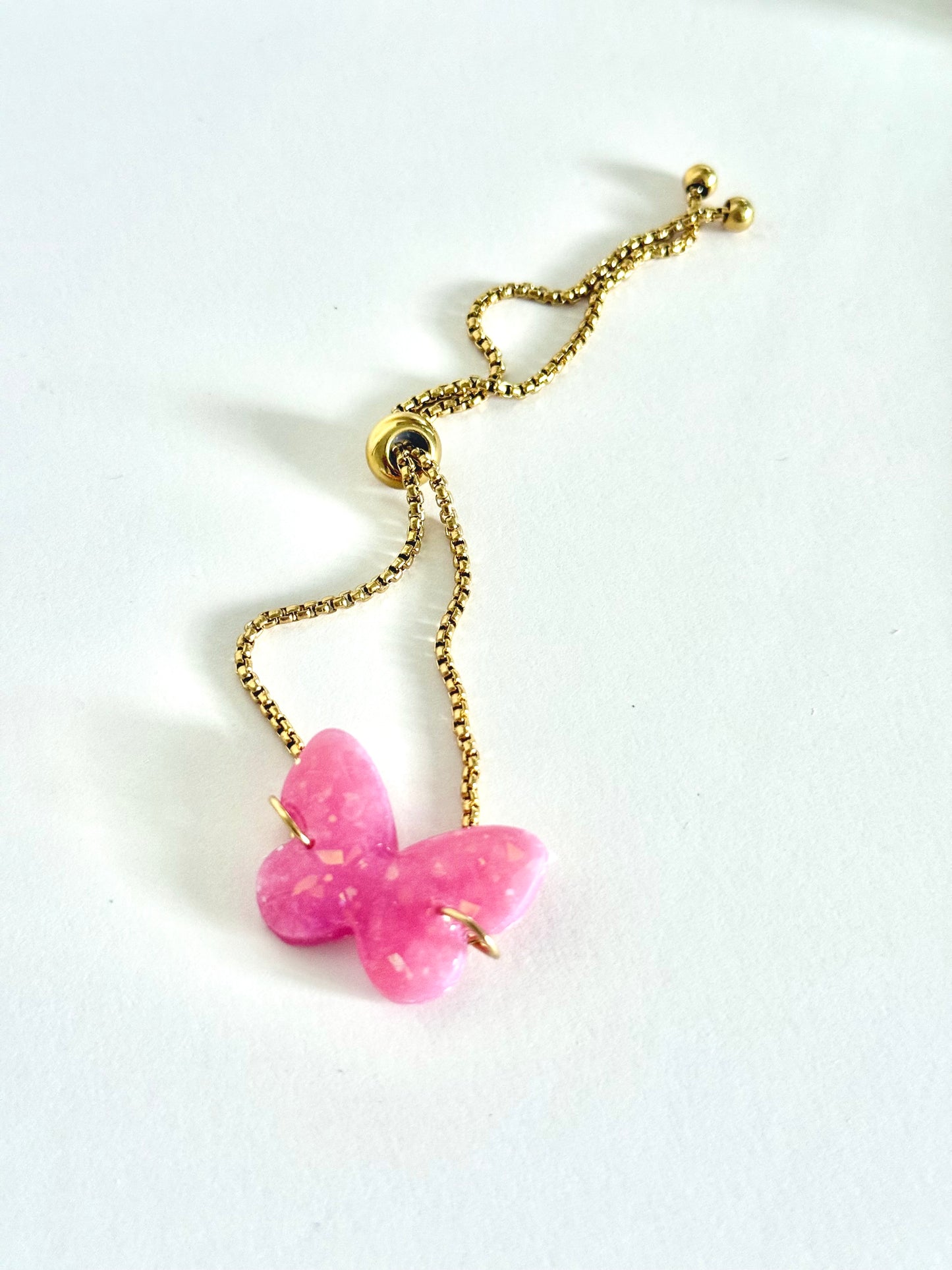Pink Opal Bracelet - Butterfly