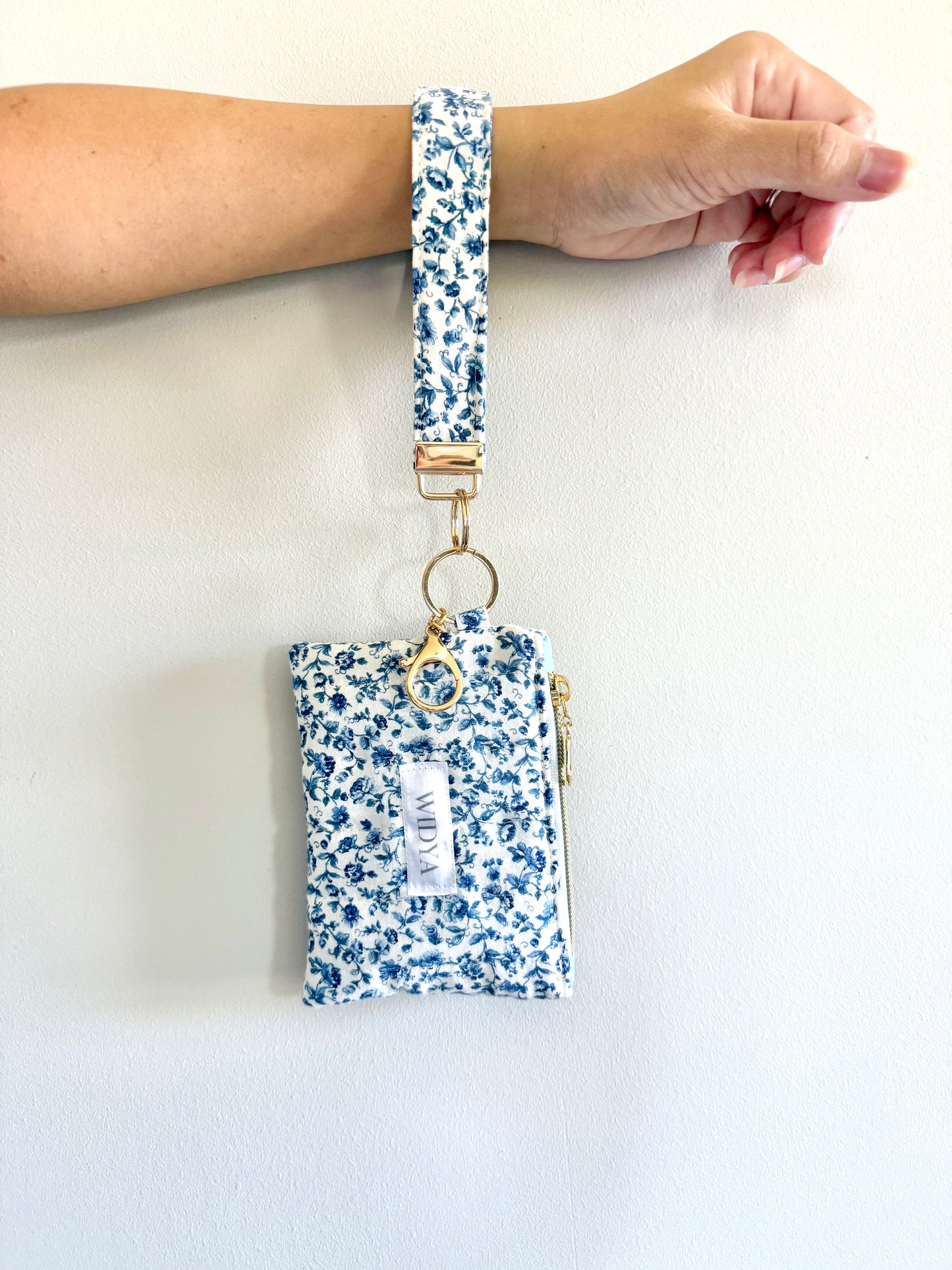 Blue Ditsy Floral Keychain Wallet