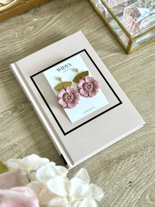 Poppy Earrings in Rose Mauve - August Flower