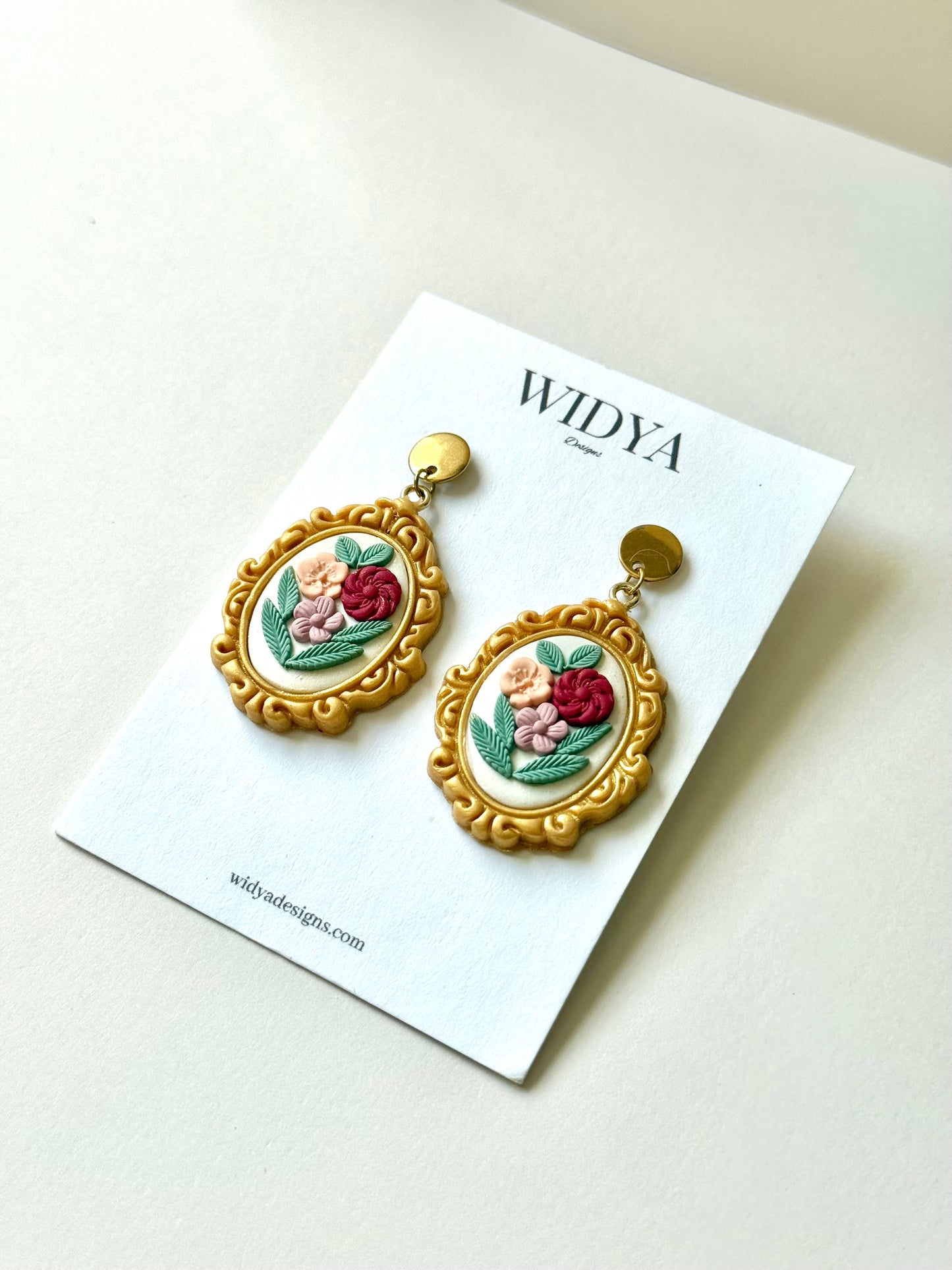 Vintage Frame & Floral Earrings