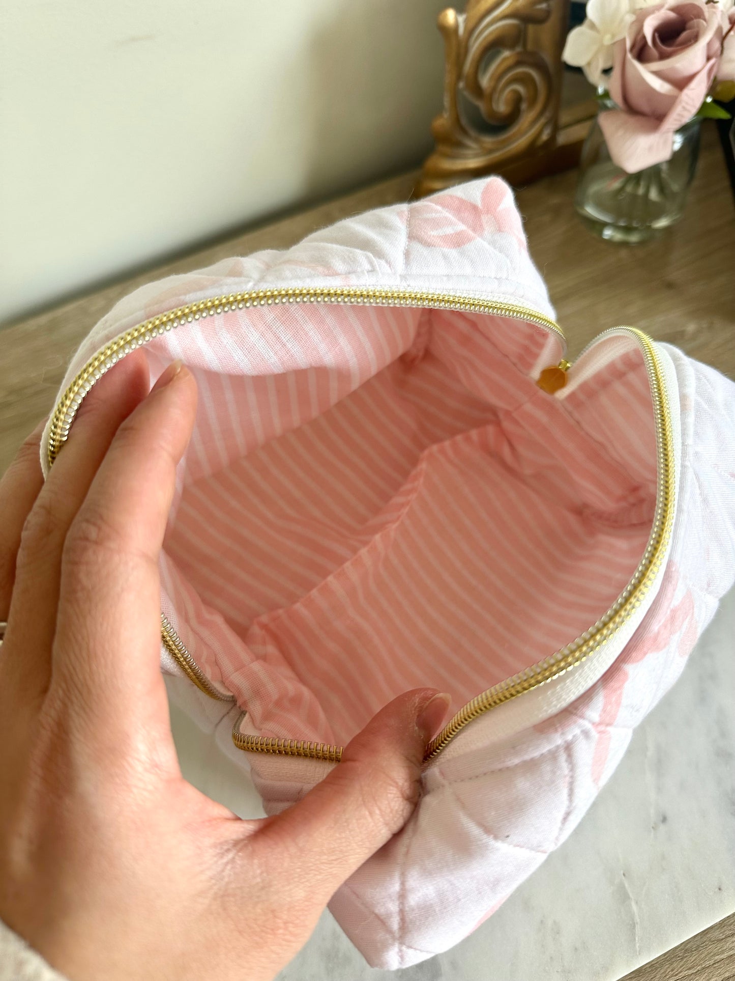 Coquette Pink Bows Makeup Bag - Large