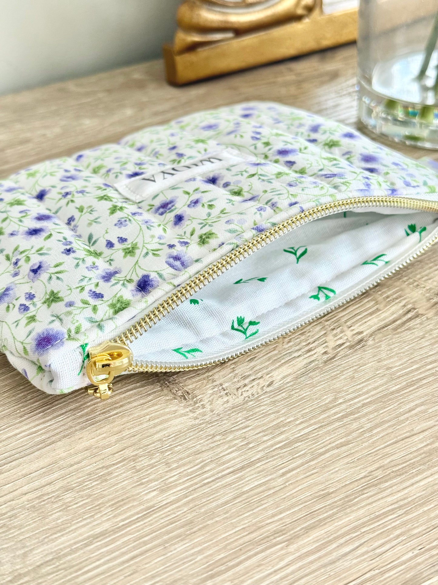 Purple Floral Zipper Pouch