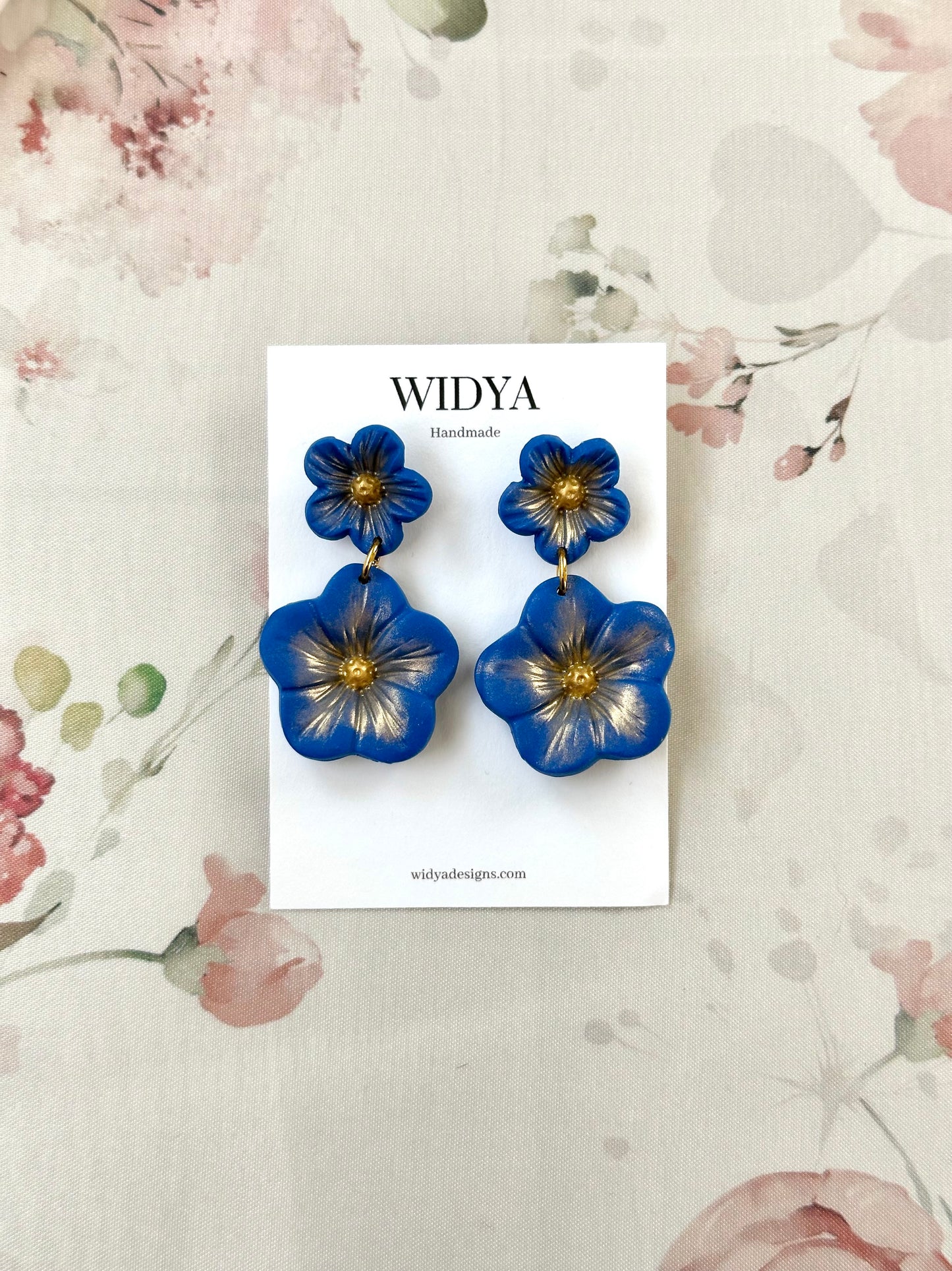 Morning Glory Flower Earrings in Blue - September Flower