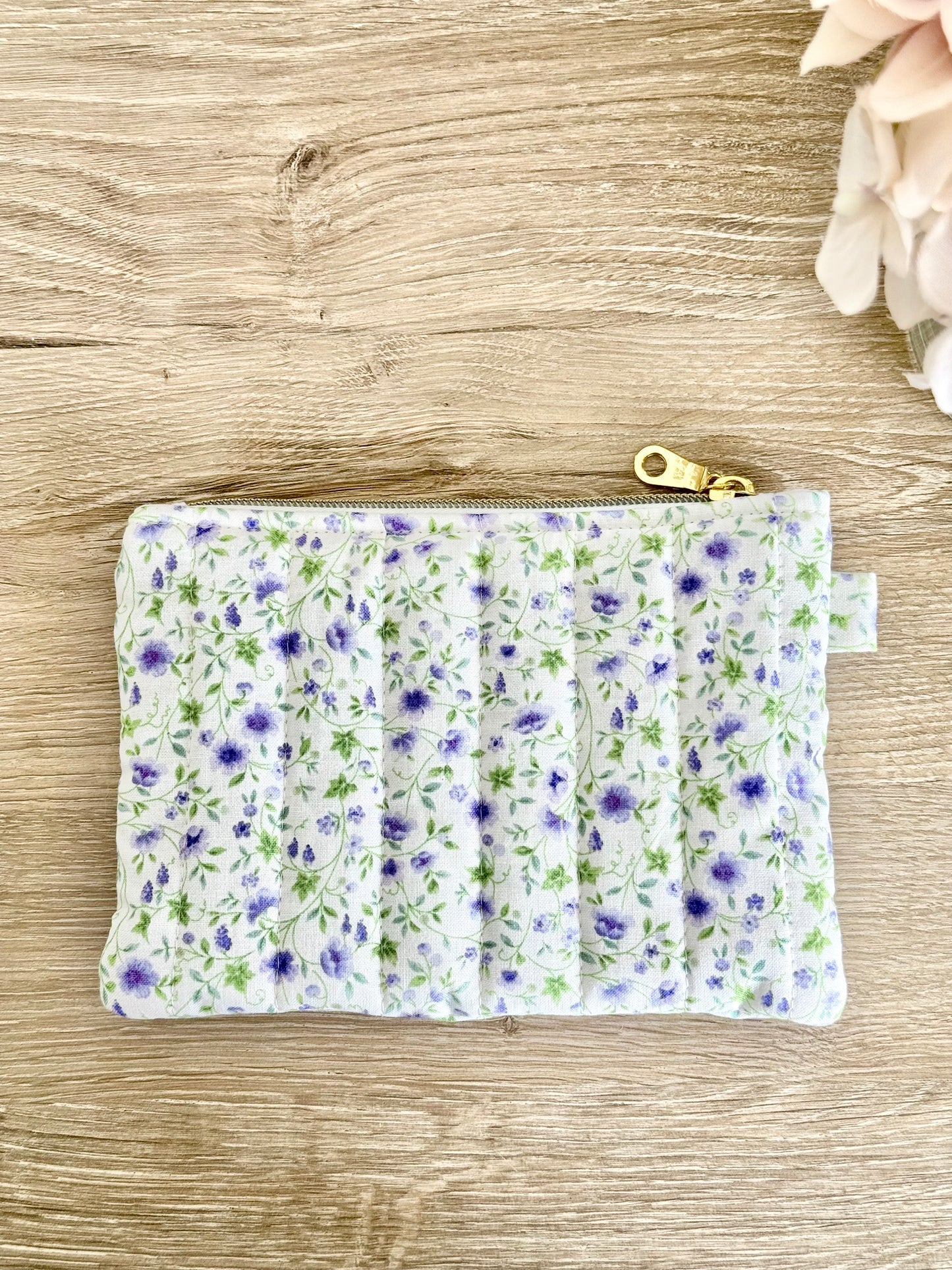 Purple Floral Zipper Pouch