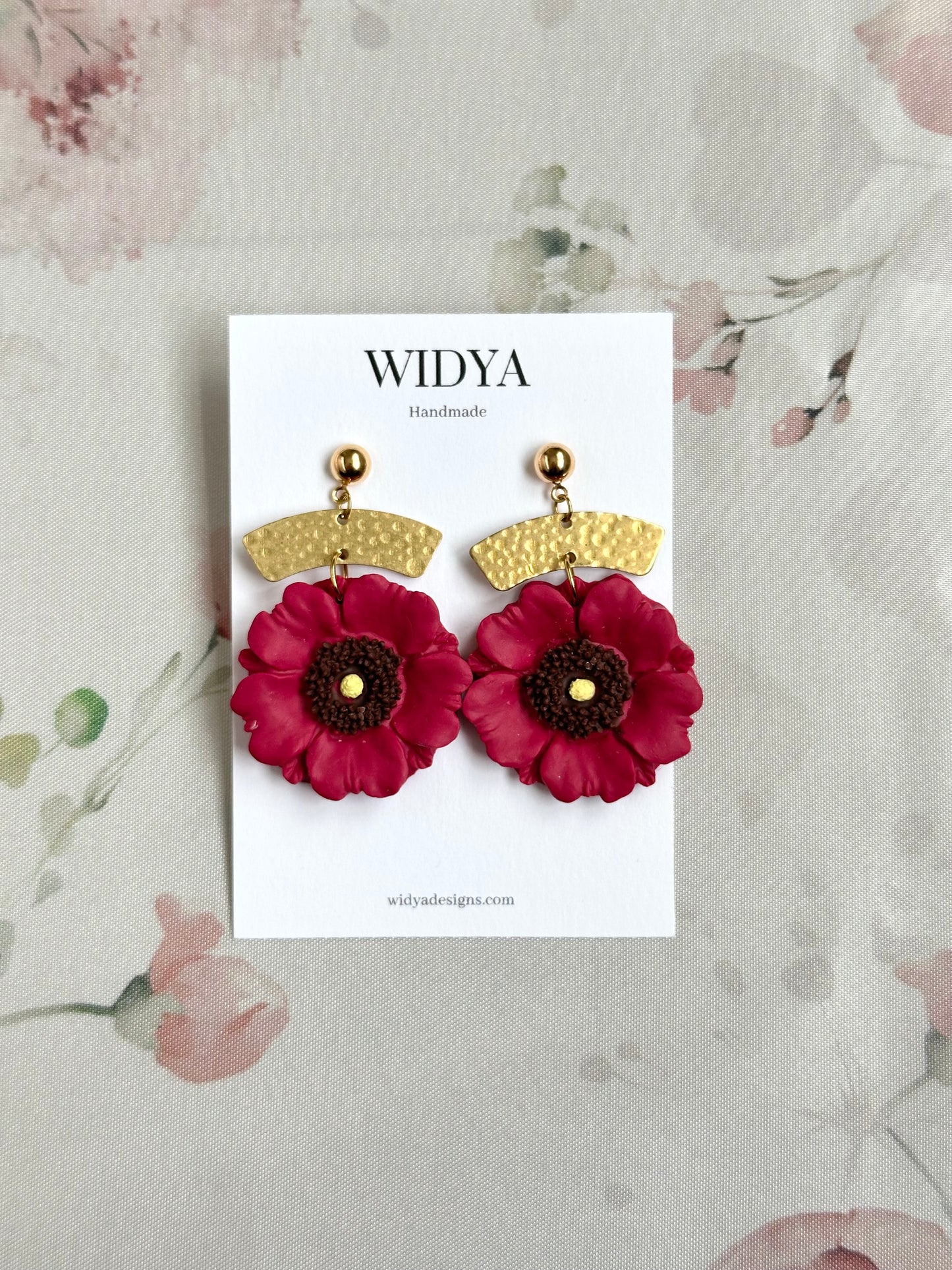 Poppy Earrings in Red - August Flower