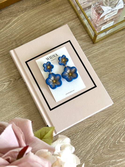 Morning Glory Flower Earrings in Blue - September Flower