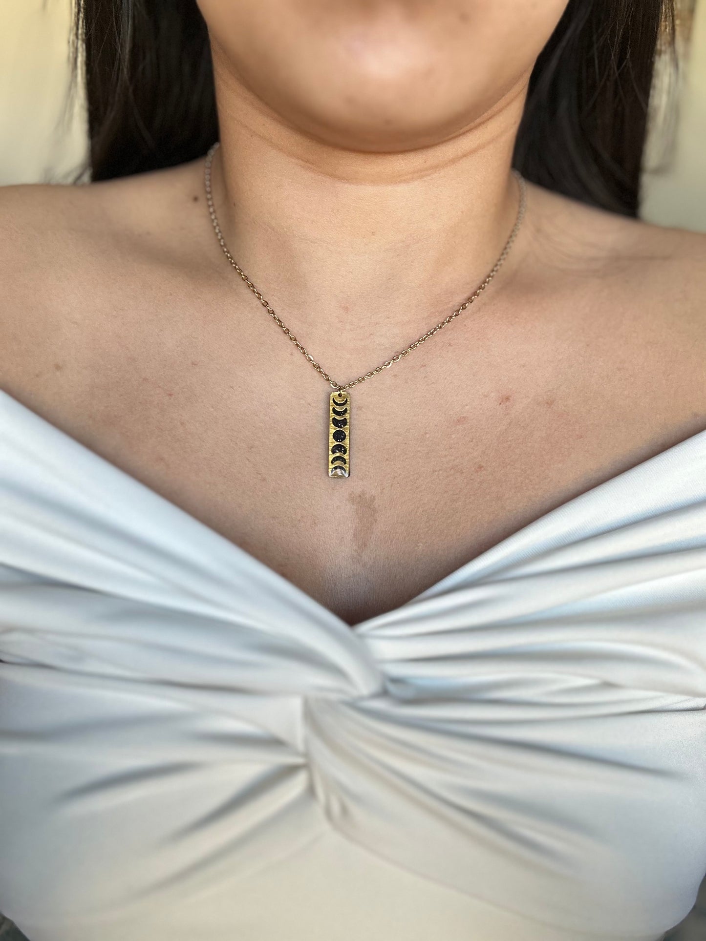 Moon Phase Necklace - Gold & Black