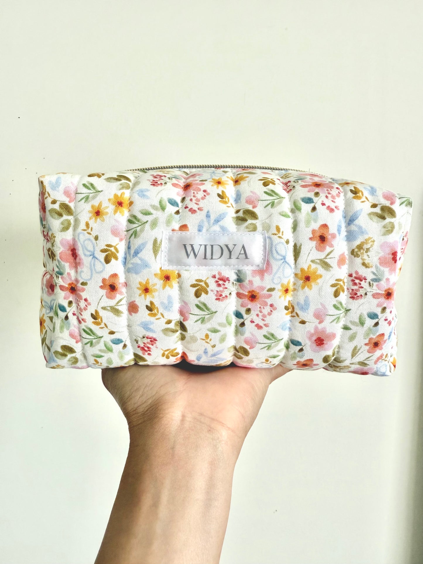 Flower Meadow + Blue Bow Makeup Bag