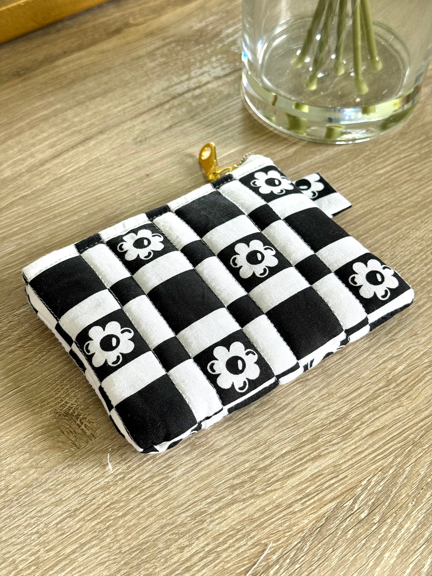 Black & White Floral Keychain Wallet