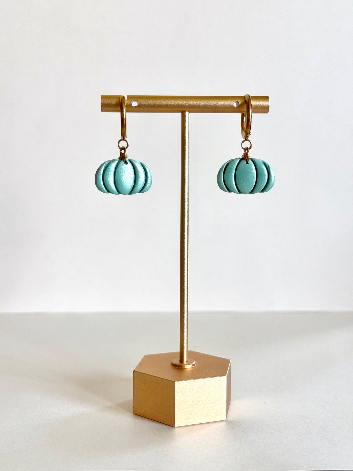 Dainty Pumpkin Huggies - Teal