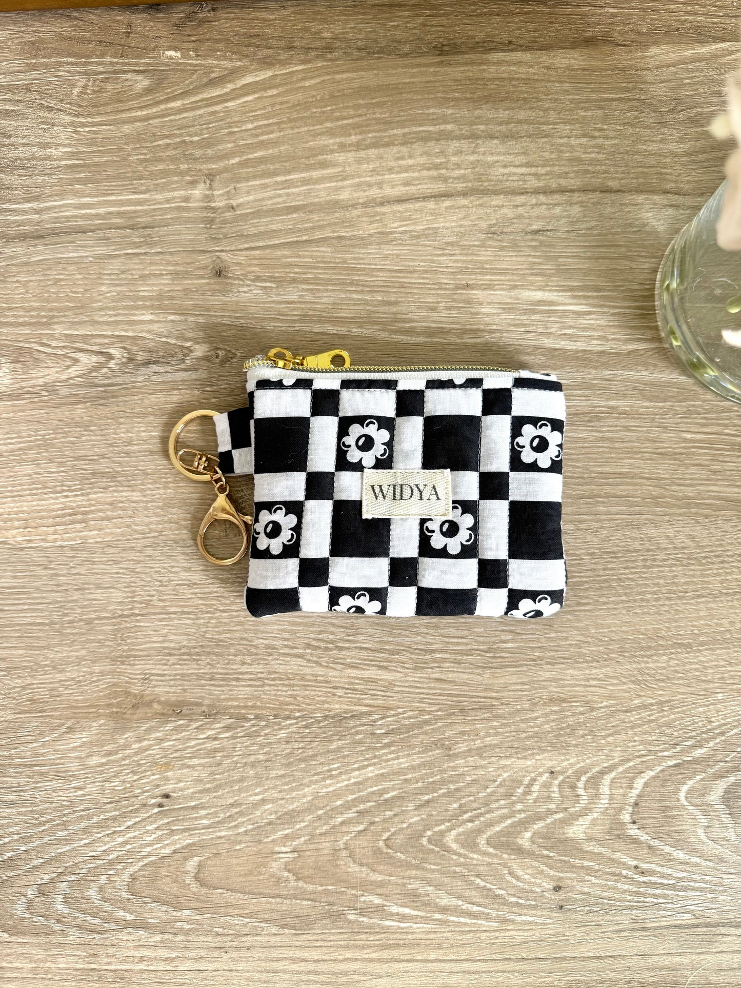 Black & White Floral Keychain Wallet