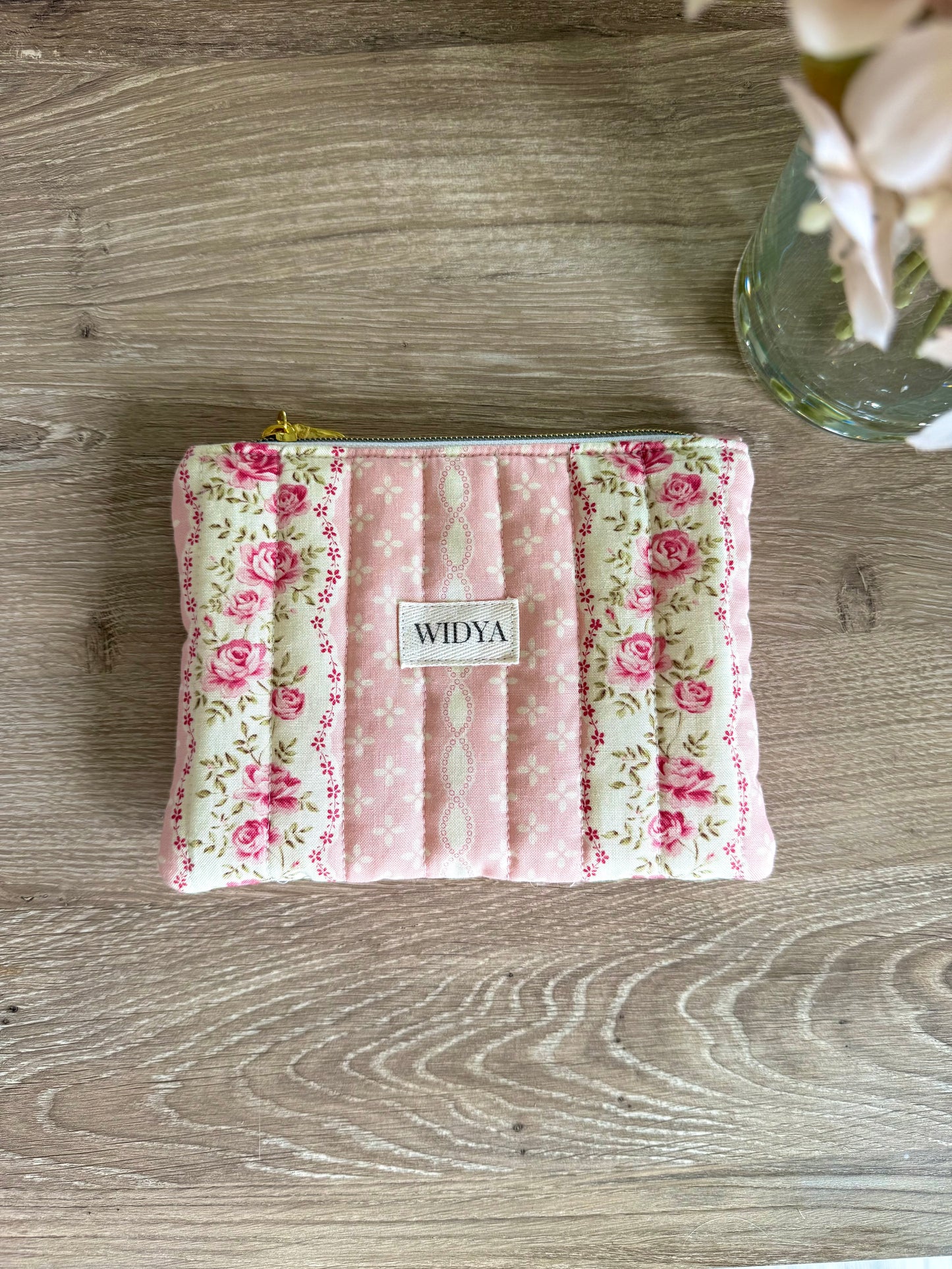 Vintage Pink Rose Zipper Pouch
