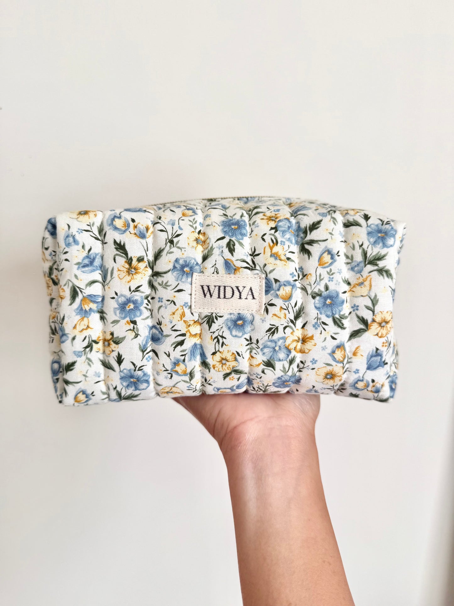 Blue & Yellow Floral Makeup Bag