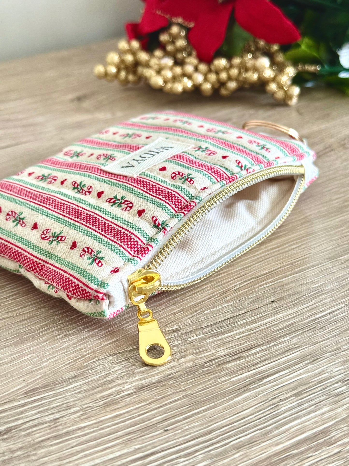 Christmas Vintage Candy Cane Keychain Wallet