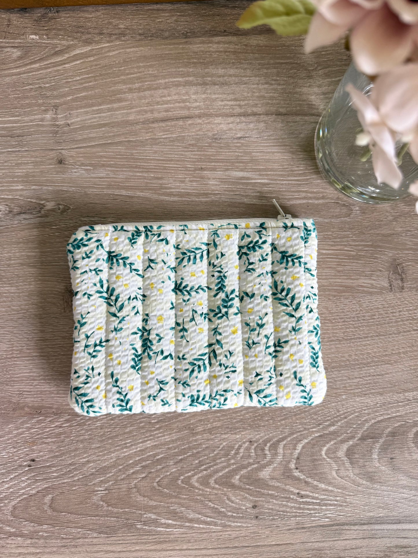 Yellow and Green Leaves Zipper Pouch