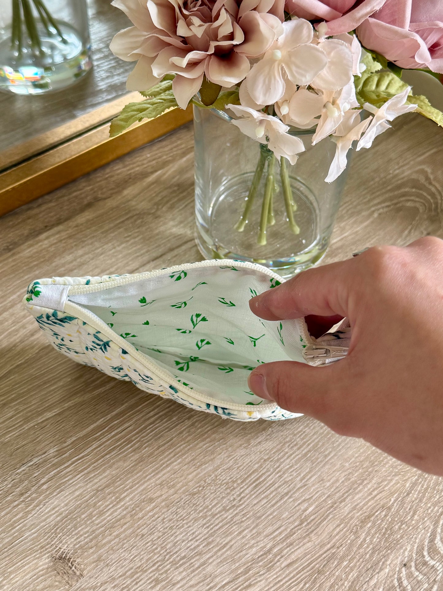 Yellow and Green Leaves Zipper Pouch