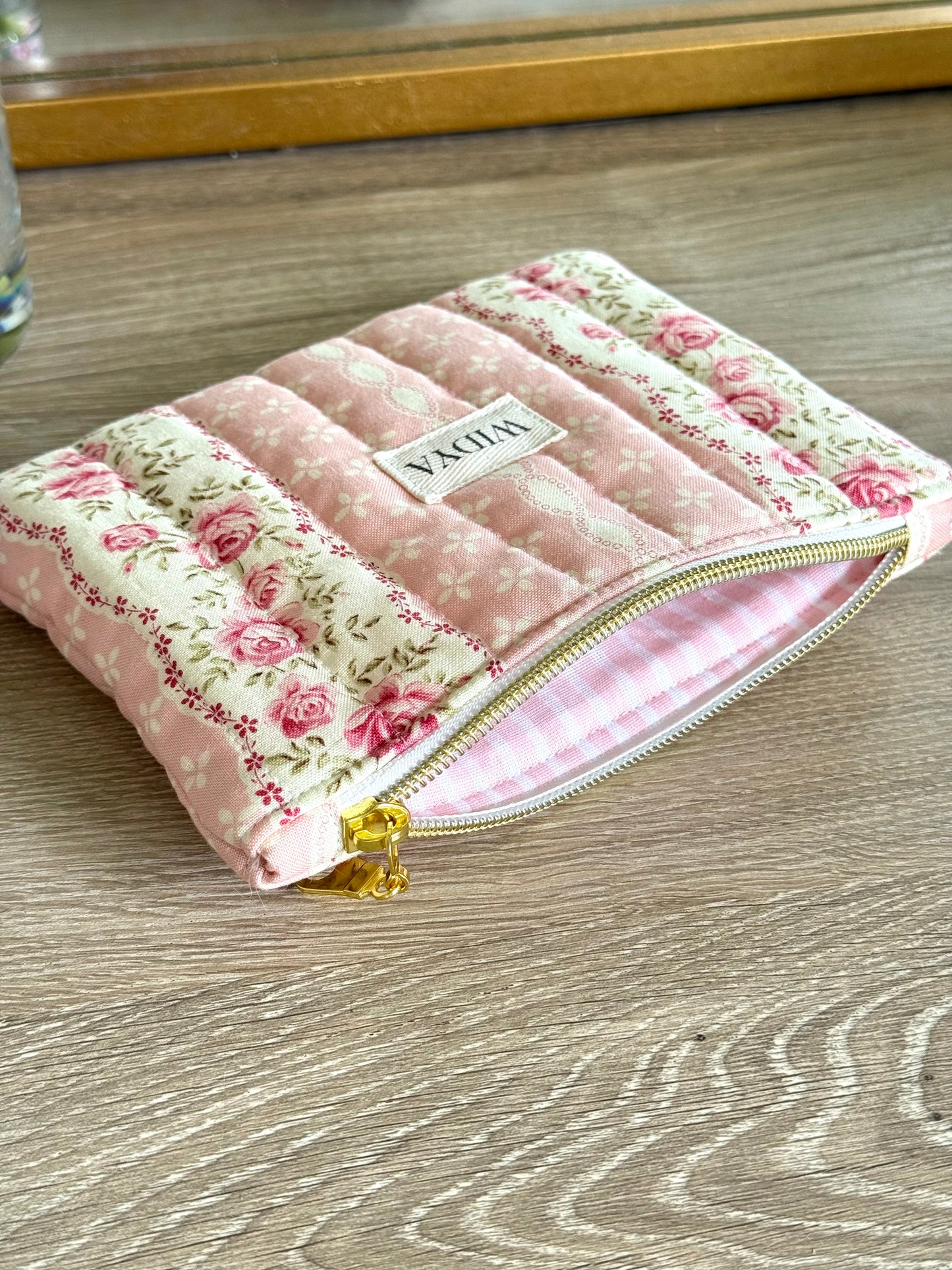 Vintage Pink Rose Zipper Pouch