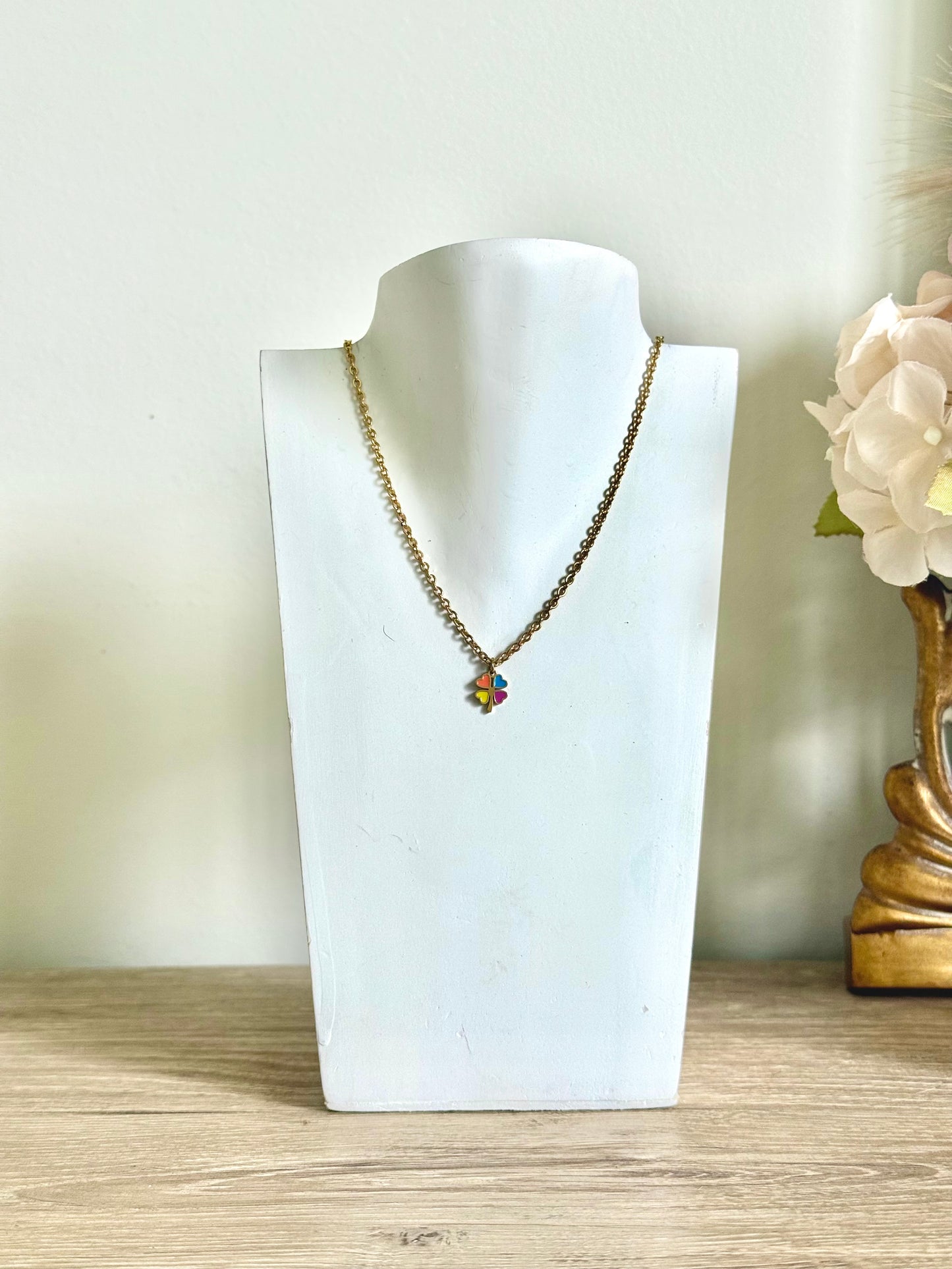 Colorful 4 Leaf Clover Necklace