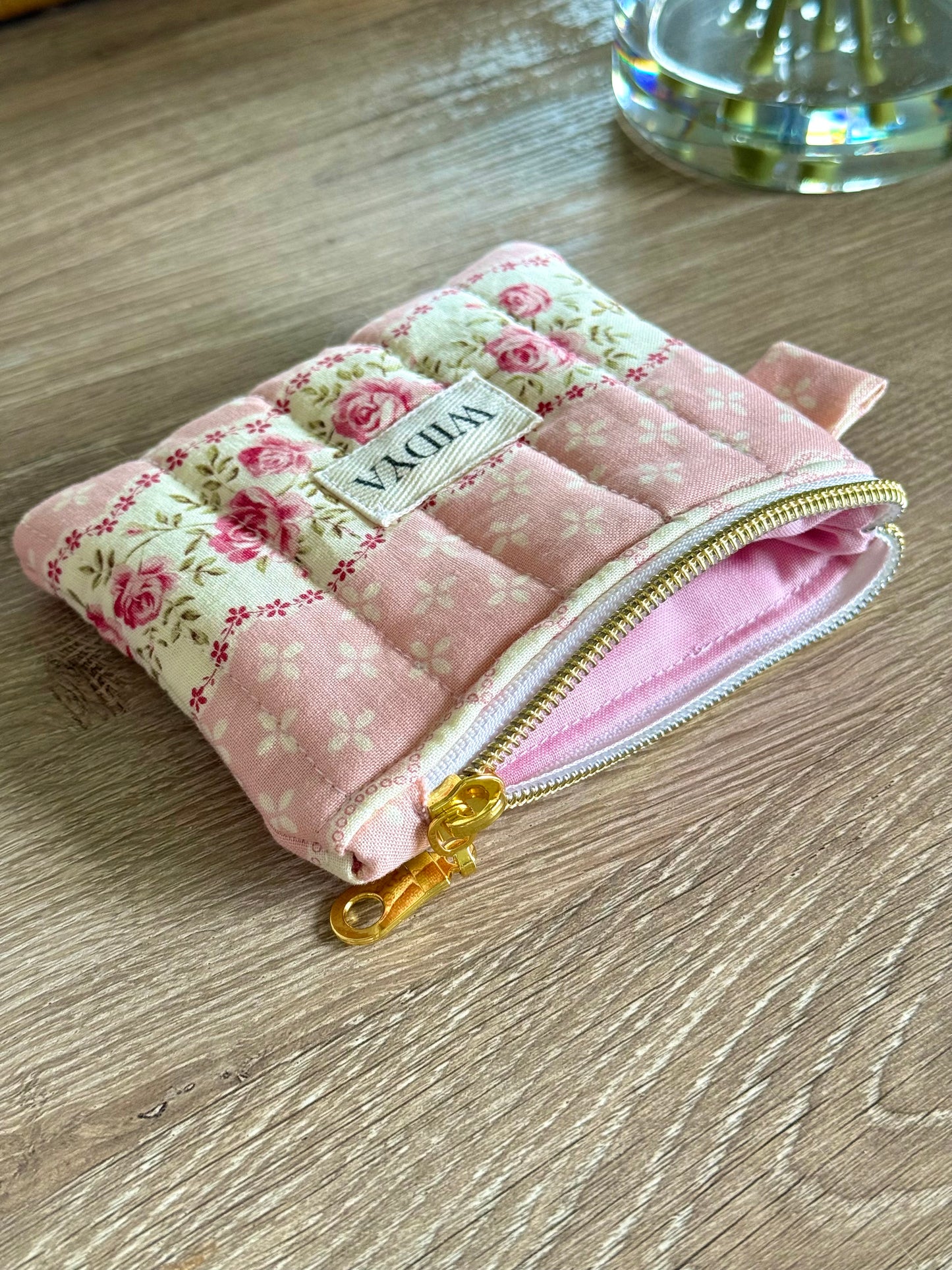 Vintage Pink Rose Keychain Wallet