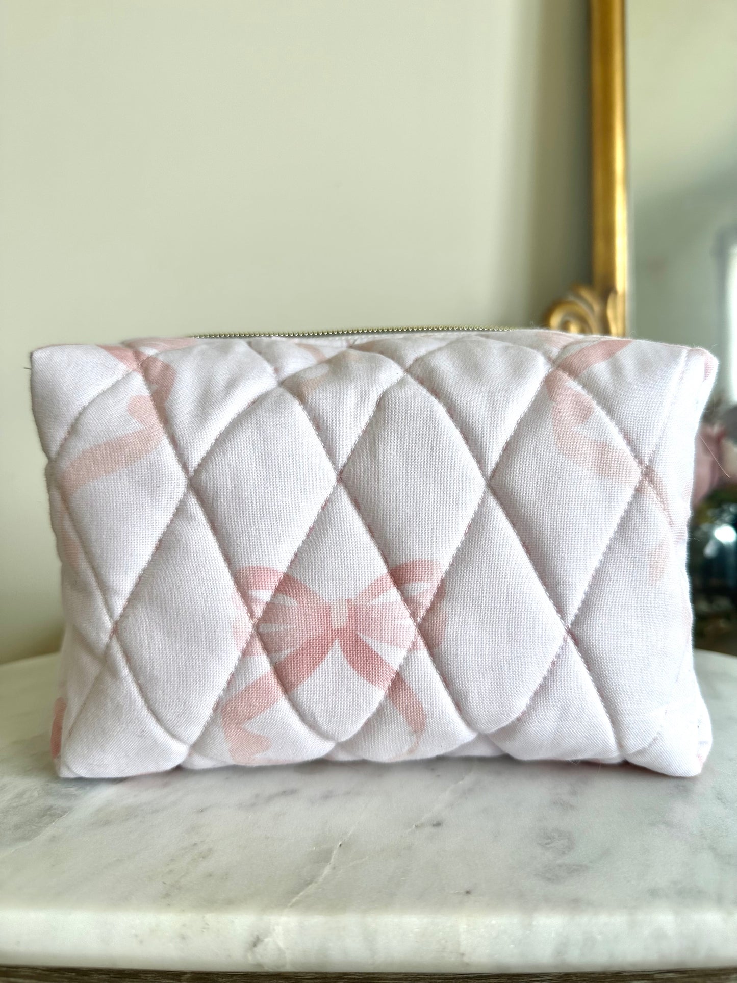 Coquette Pink Bows Makeup Bag - Large