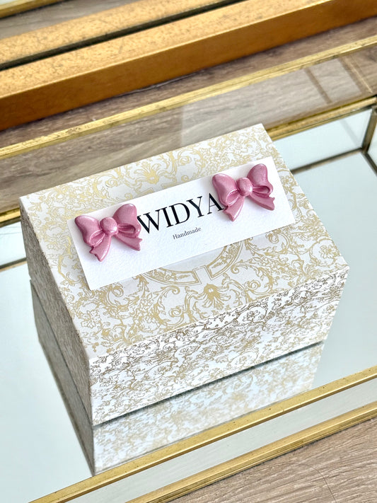 Coquette Bow Stud Earrings - Pink