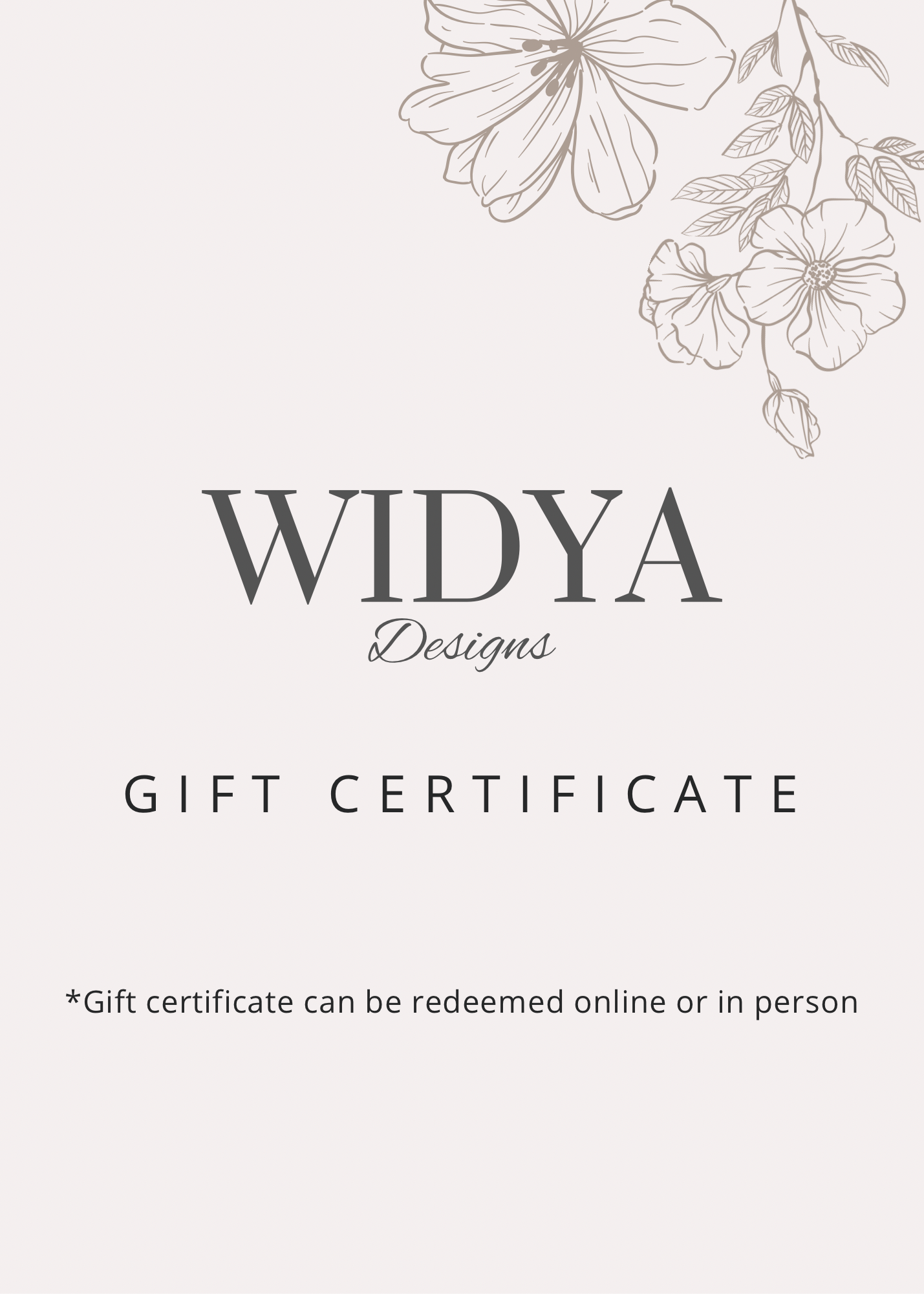 WIDYA Designs Gift Certificate