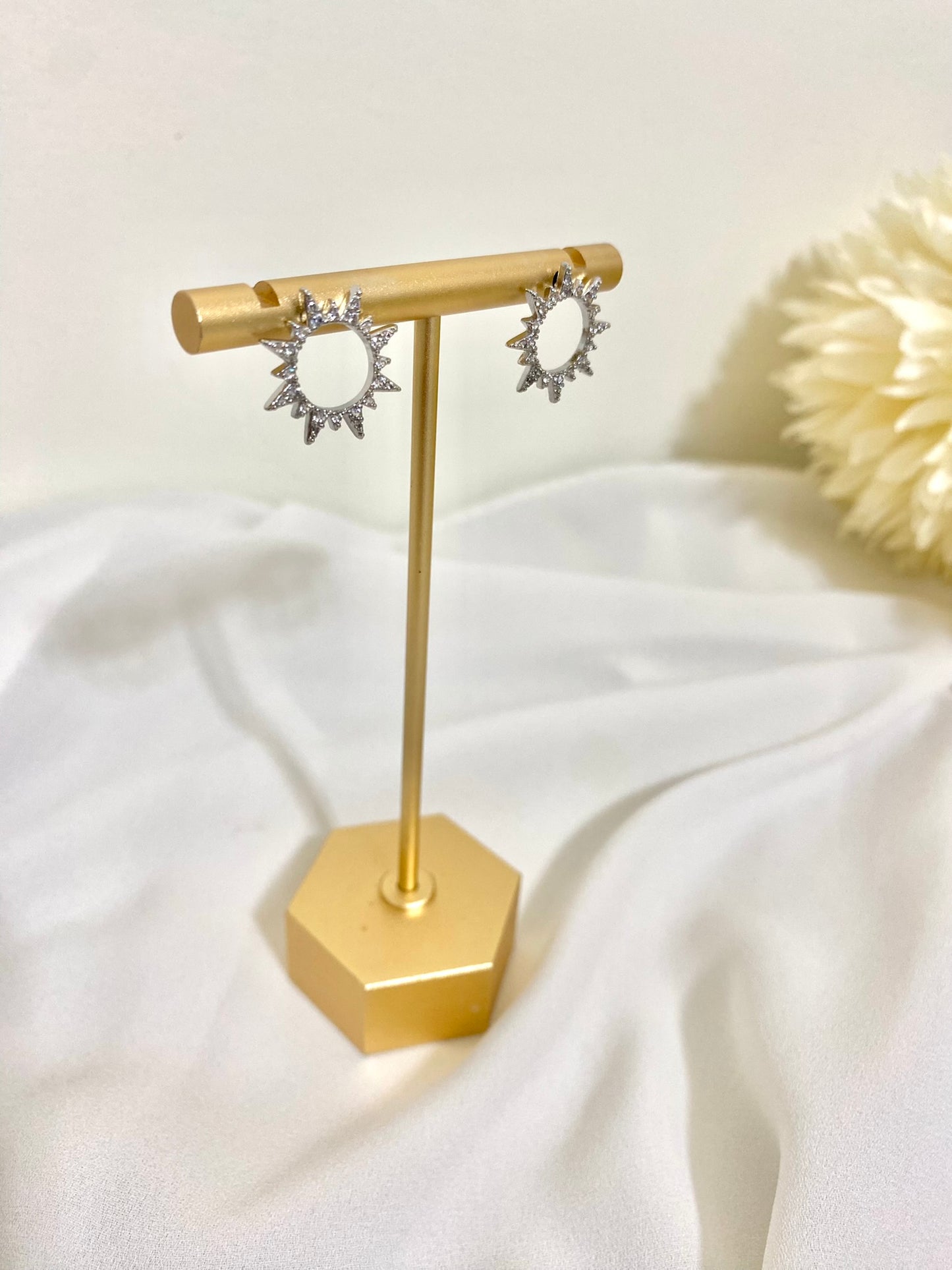 Sunrays Silver Stud Earrings