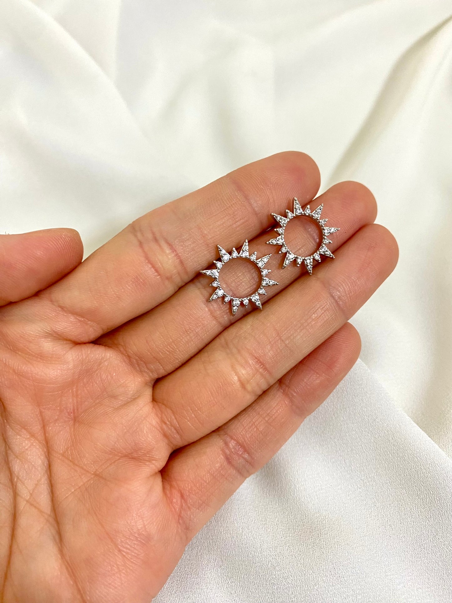 Sunrays Silver Stud Earrings