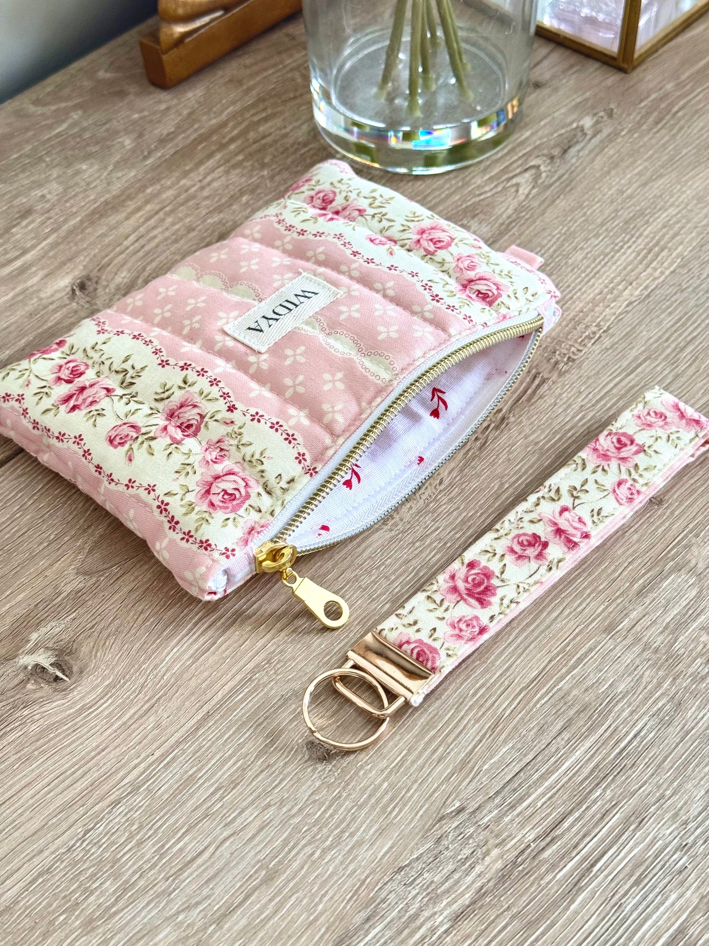 Vintage Pink Rose Small Pouch