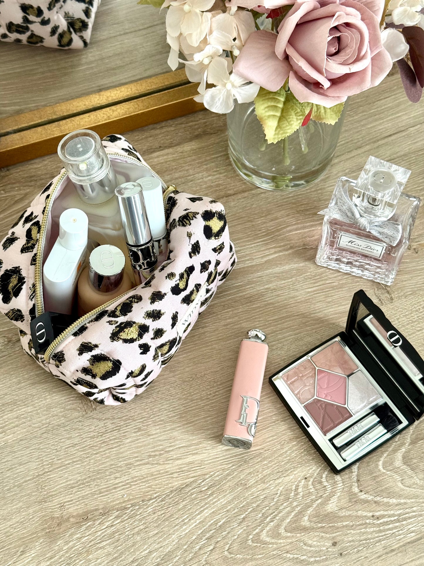 Pink + Leopard Print Makeup Bag