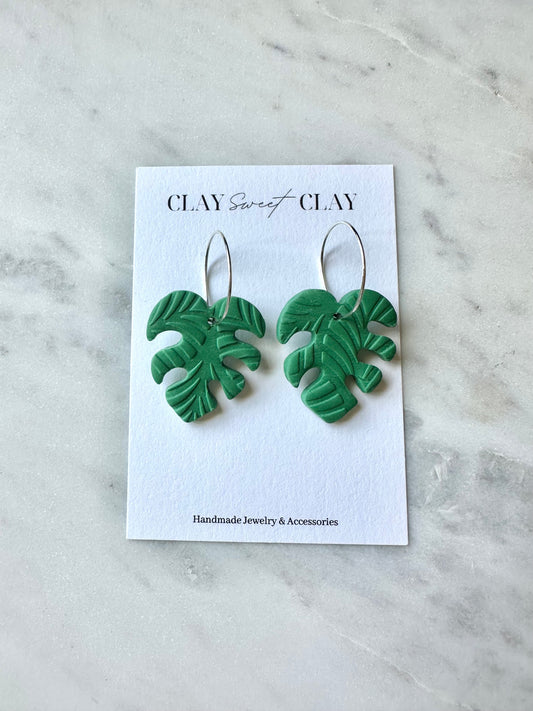 Monstera Hoop Earrings