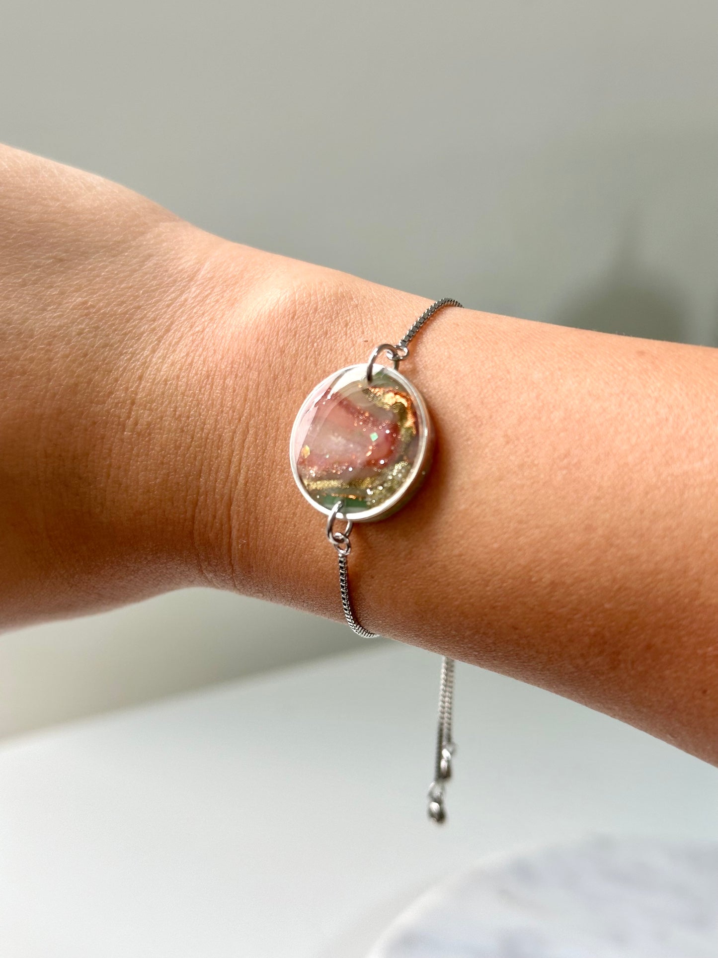 Agate Bracelet - Silver & Round