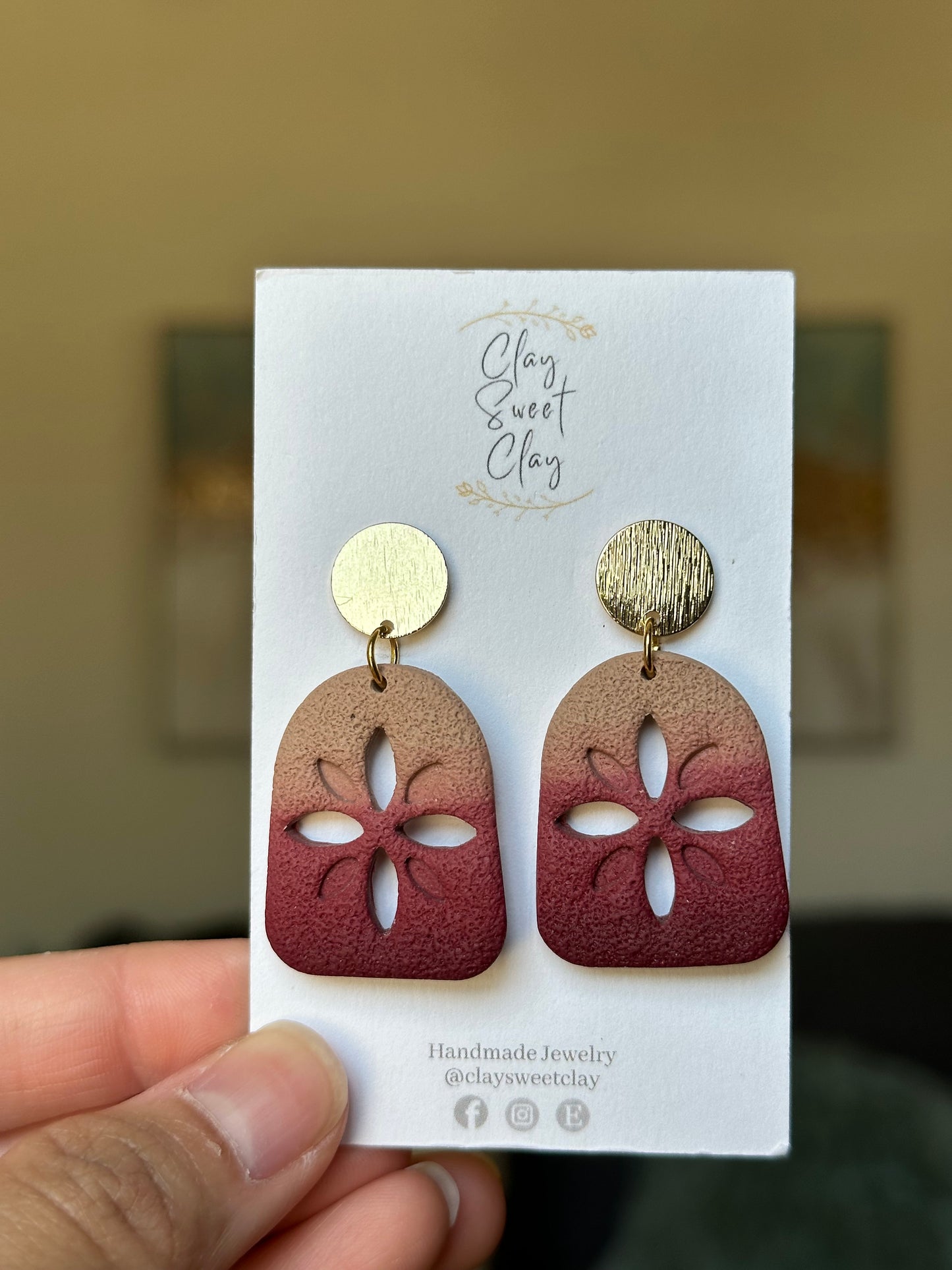 Sandpaper Dangle Earrings - Rounded Tile