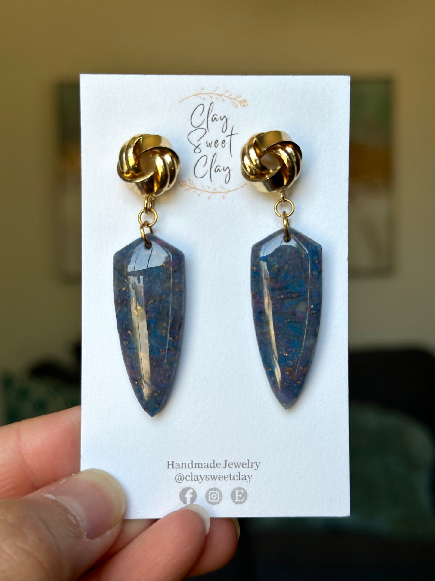 Lapis Lazuli Dangle Earrings - Dagger