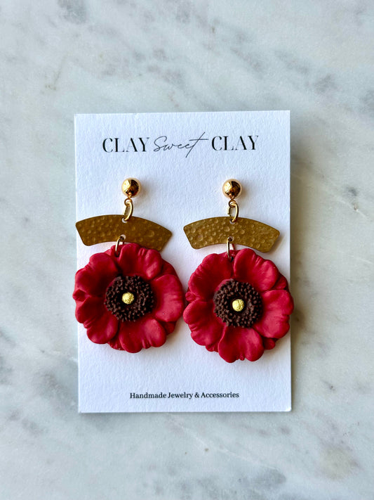 Poppy Dangle Earrings - Red