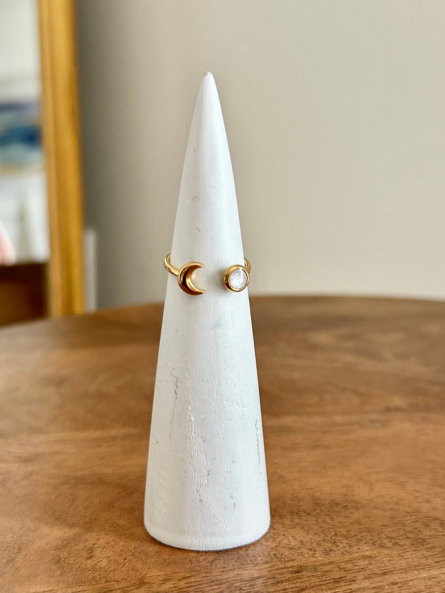 Crescent Moon Adjustable Ring - Pearl