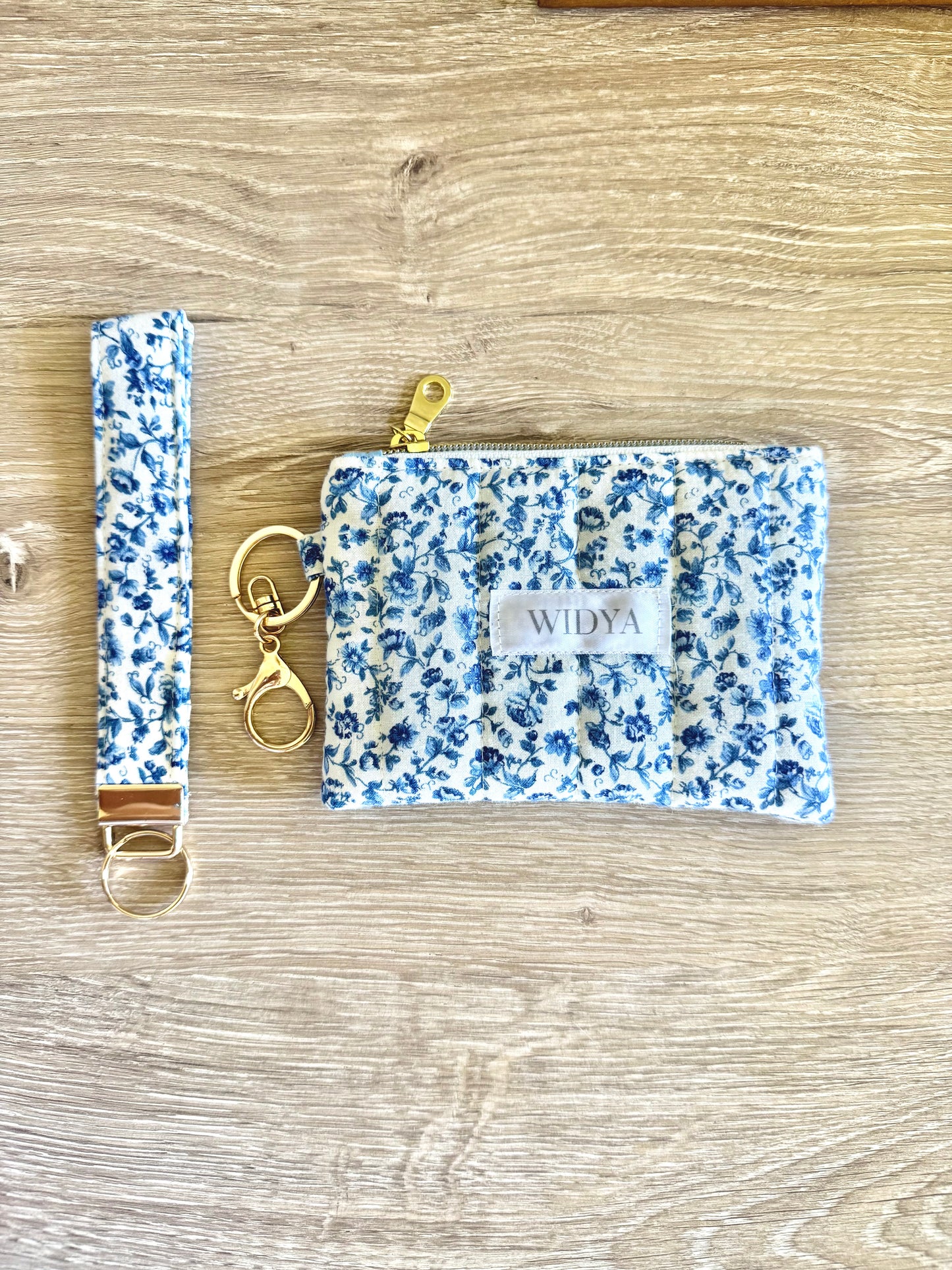 Blue Ditsy Floral Keychain Wallet