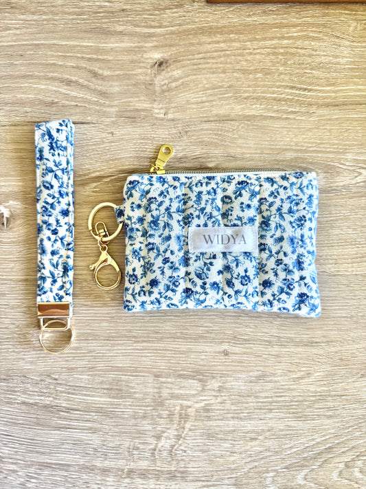 Blue Ditsy Floral Keychain Wallet