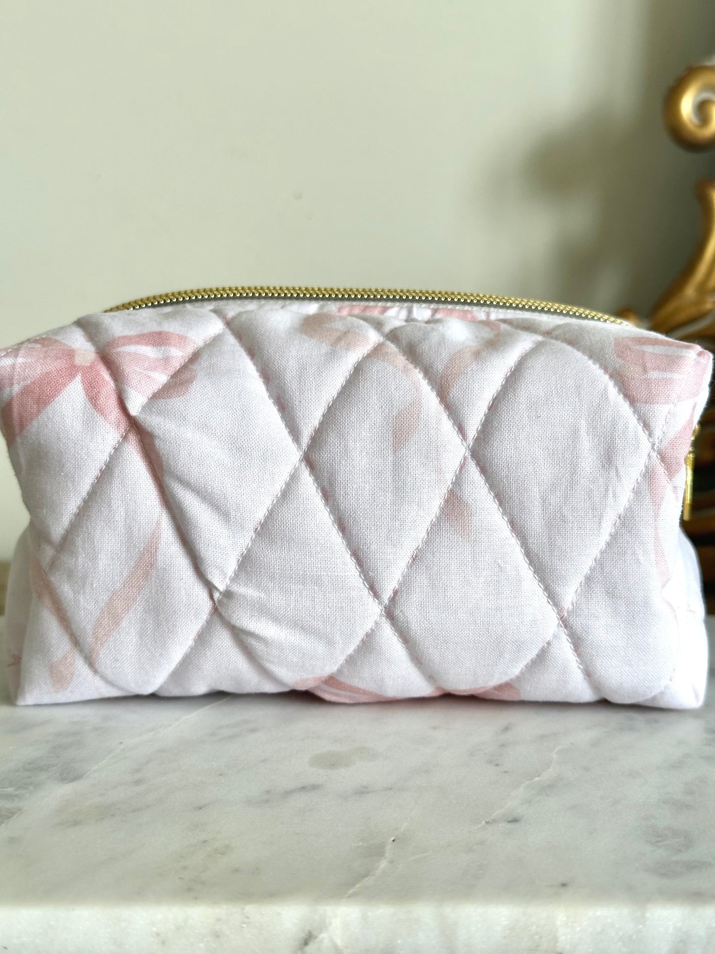 Coquette Pink Bows Makeup Bag- Small