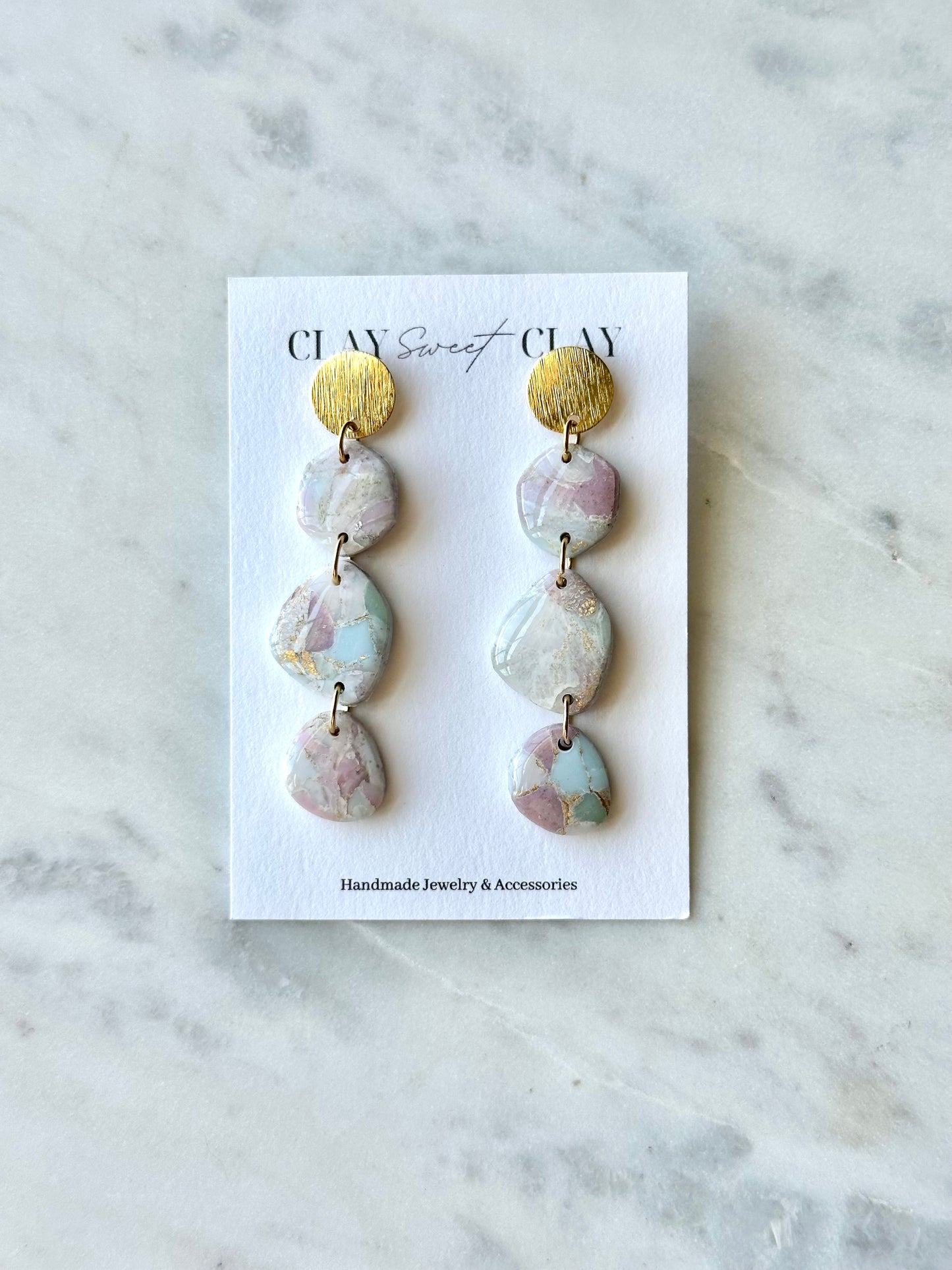 Mixed Marble Dangle Earrings