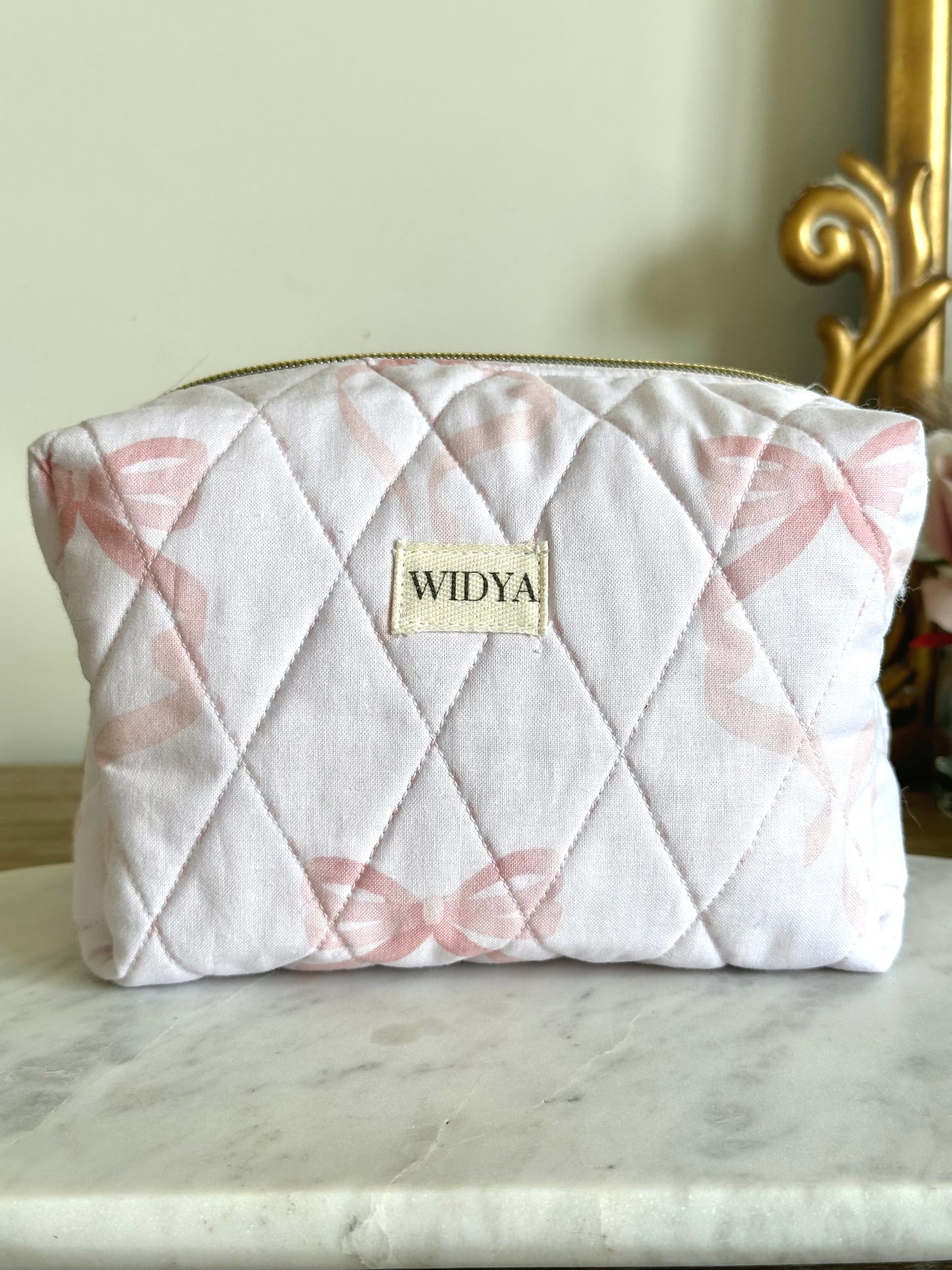 Coquette Pink Bows Makeup Bag- Medium